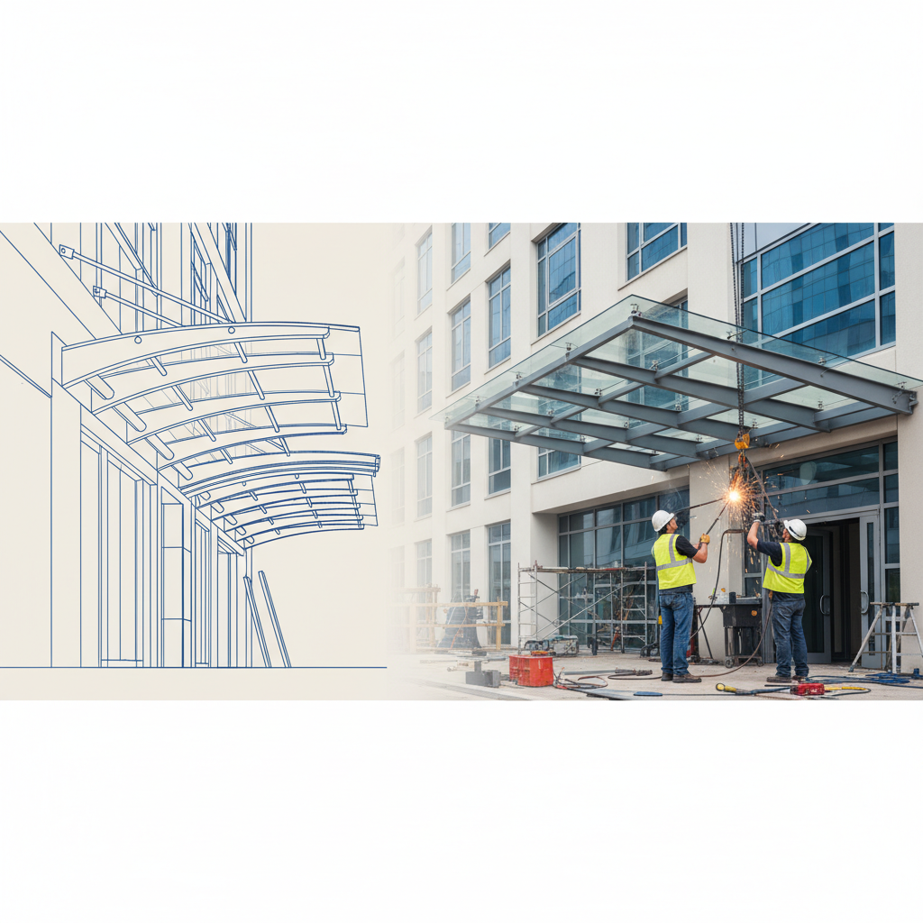 фото Металлические навесы и козырьки: проектирование и монтаж