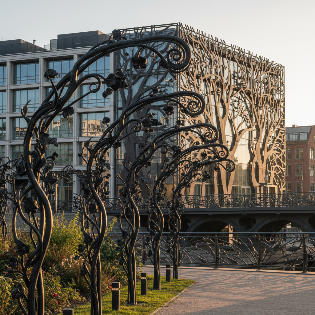 фото Художественная ковка в металлоконструкциях: техники и применение